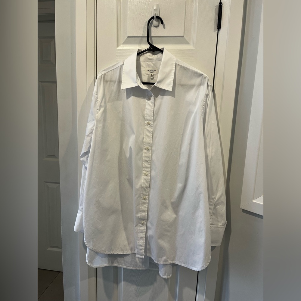 Mens Hudson North Shirt‎ 2X White Classic Button Front Cotton Long Sleeve